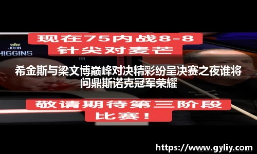 希金斯与梁文博巅峰对决精彩纷呈决赛之夜谁将问鼎斯诺克冠军荣耀